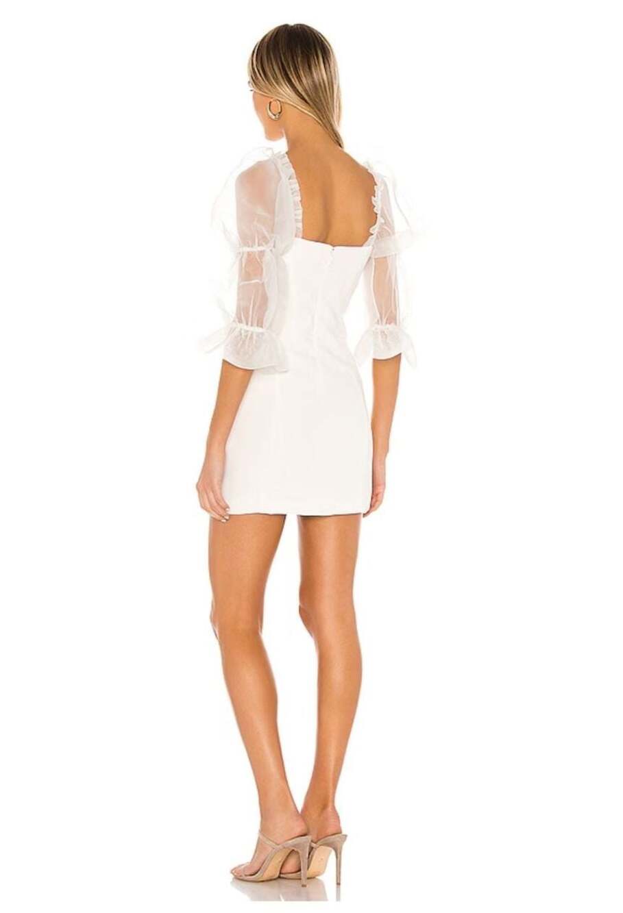 Amanda Uprichard Tia Puff Sleeve Mini Dress in Ivory - Picture 3 of 7
